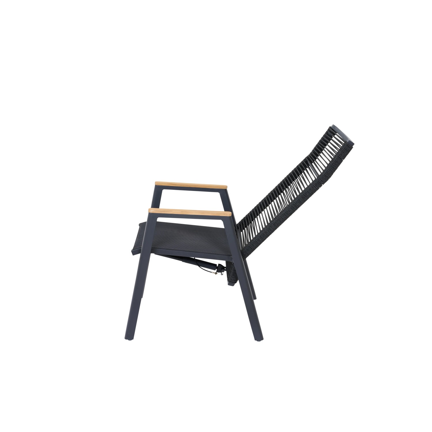 Verstellbarer Siena Garden Dining Sessel Move Bologna mit Rope-Design in Schwarz.
