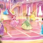 Fototapete mit Disney Prinzessinnen im Ballsaal, Glitzer-Effekt, für Kinderzimmer.