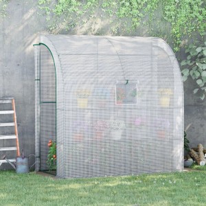 Furnicato Foliengewächshaus Tomatengewächshaus Mit Mesh Fenster Treibhaus Mit Aufrollbaren Türen Anzuchthaus Mit Uv Schutz Weiß 200 X 100 X 215 Cm