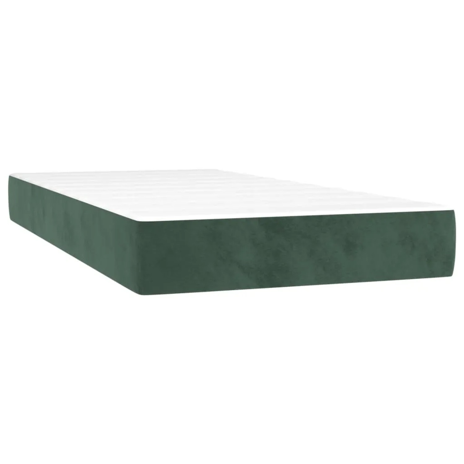 Boxspringbett Matratze, dunkelgrün, 90x190 cm. Samtbezug, weiße Liegefläche. Bequeme Schlafunterlage für erholsamen Schlaf.