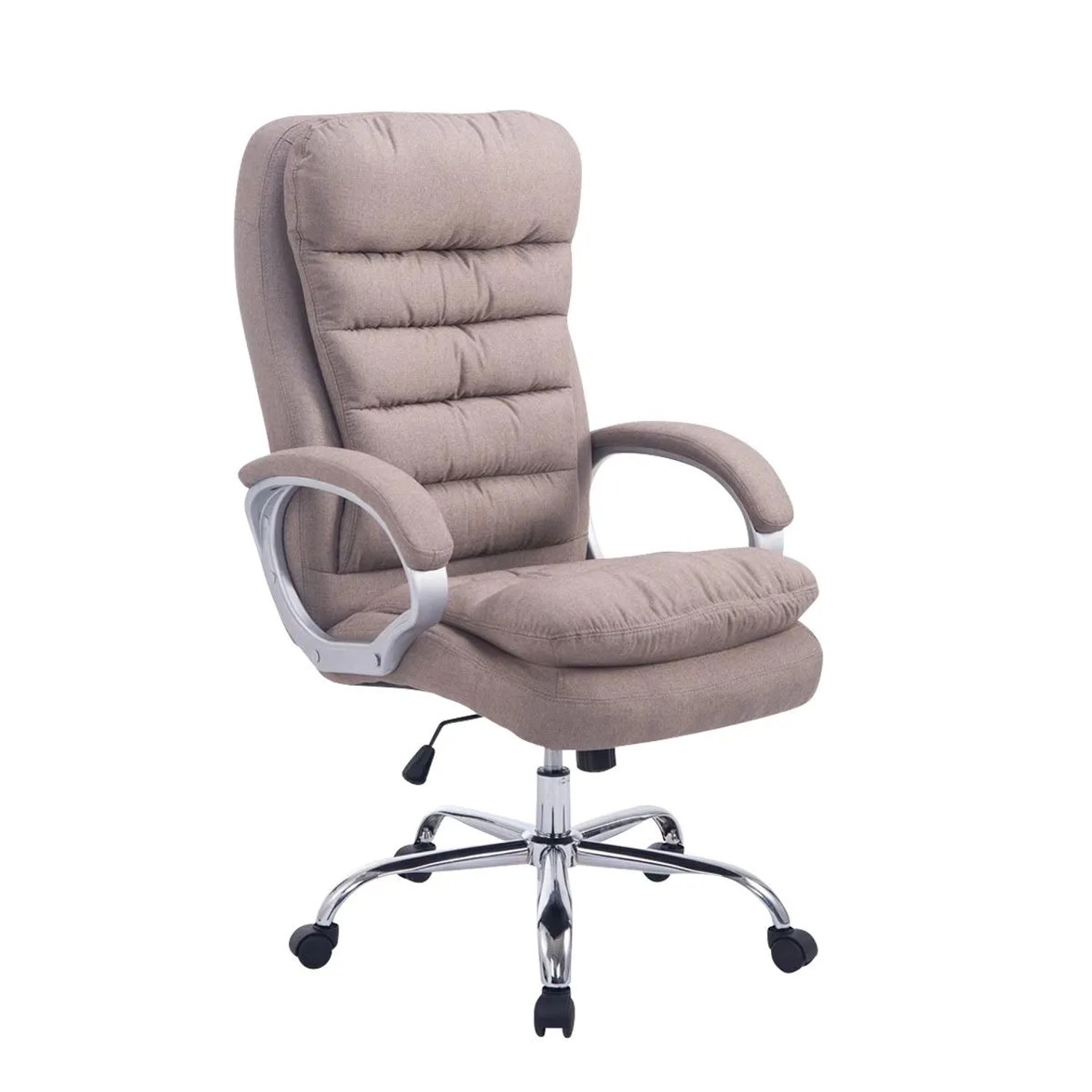 DELUKE Bürostuhl SOUK Stoff 116x68x77 Taupe Stoff Metall In Chromoptik Gestell Ergonomische Bürostühle Homeoffice Stuhl