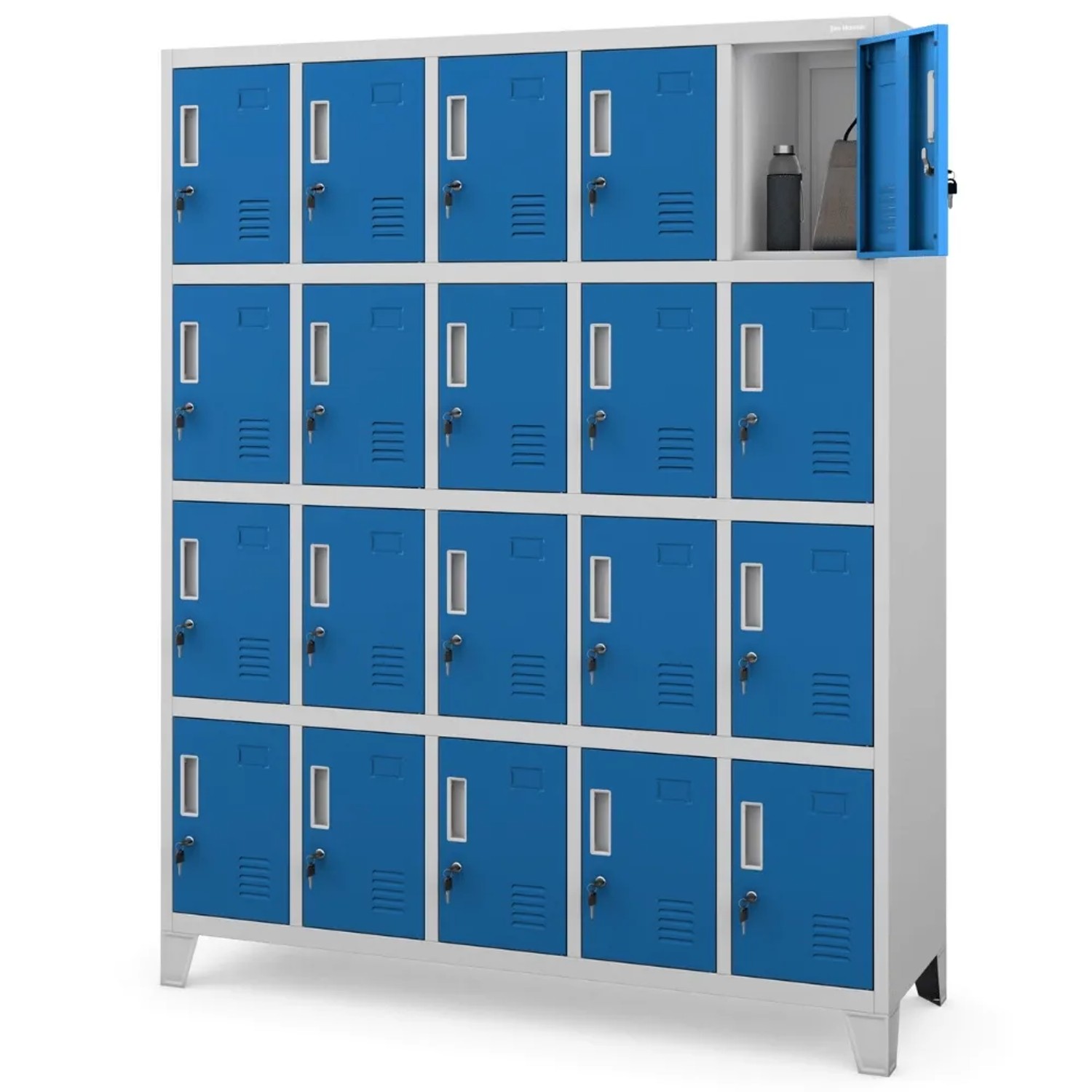JAN NOWAK Schließfachschrank Spind ROBERT 20 Fächer 172 x 136 x 45 cm Grau-Blau