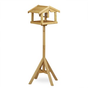 Relaxdays Vogelhaus Tannenholz Natur Imprägniert mit Ständer 117 cm x 50 cm x 50 cm 2,4 kg