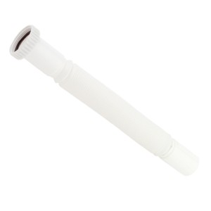 Flexibles, weißes Anschlussrohr für Spülen, ausziehbar von 305 bis 860 mm.
