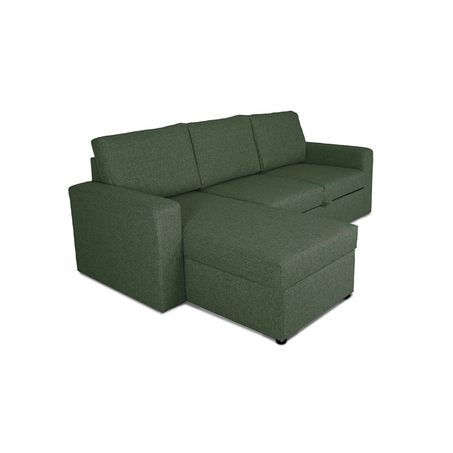 Grünes ebuy24 Odin Schlafsofa Ecksofa mit Stauraum, rechts oder links gewendet.