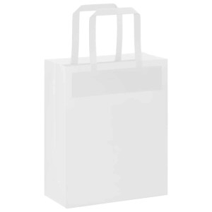 Weiße Papiertragetaschen (250 Stk.) mit Henkeln, ideal für Geschenke und Einkäufe.