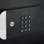 Schwarzer Yale Tresor Smart Safe mit Bluetooth und Tastenfeld, Nahaufnahme der Bedienkonsole.