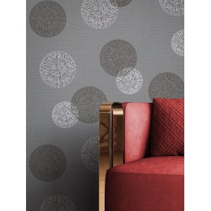 Newroom Vliestapete Raina Silber Kreise Retro Strukturiert FSC®