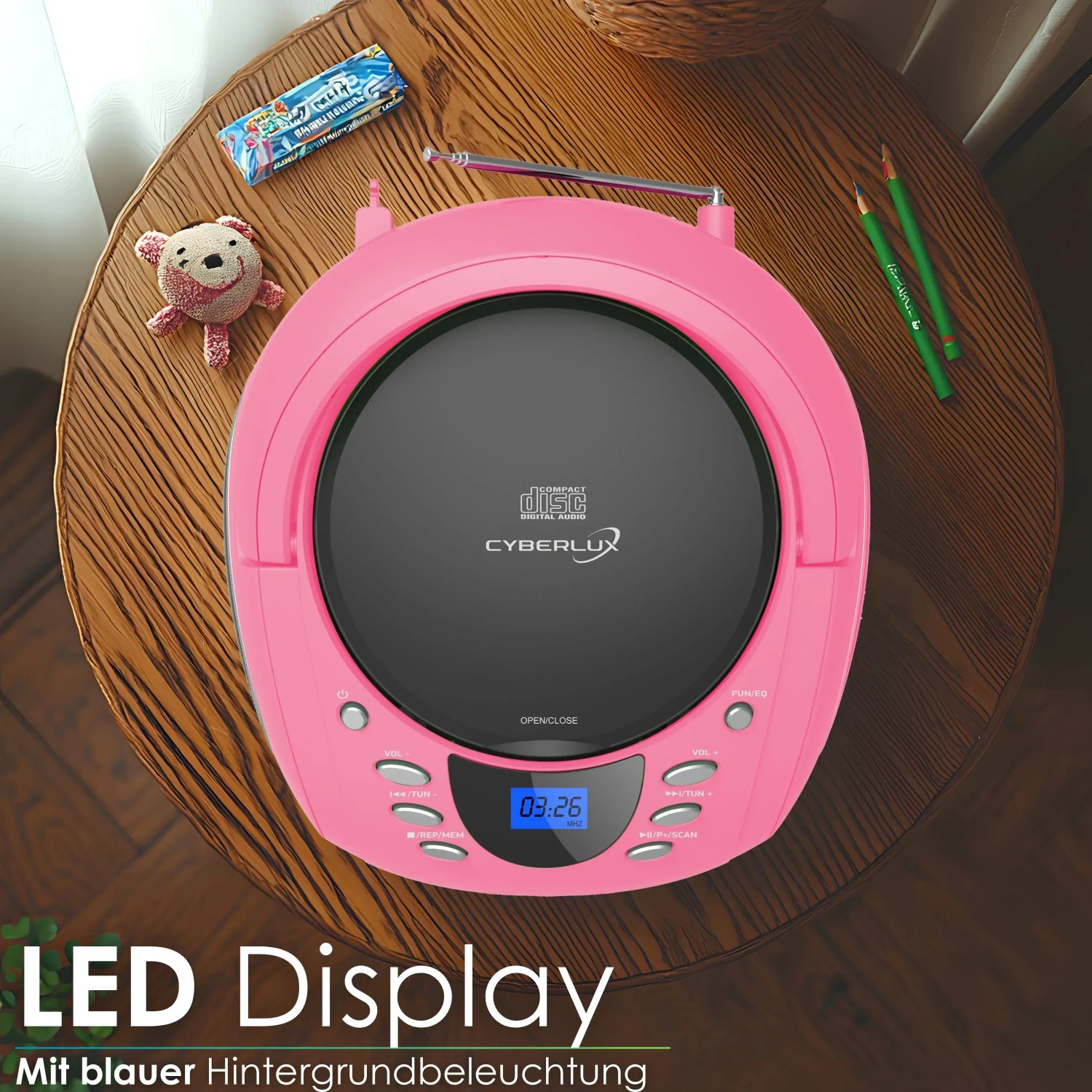 Cyberlux CL-720 CD-Player Tragbar CD/MP3/USB Radio Pink_6