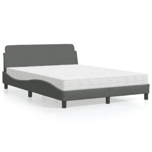 vidaXL Bett mit Matratze Dover Dunkelgrau 140x200 cm Stoff 3208405
