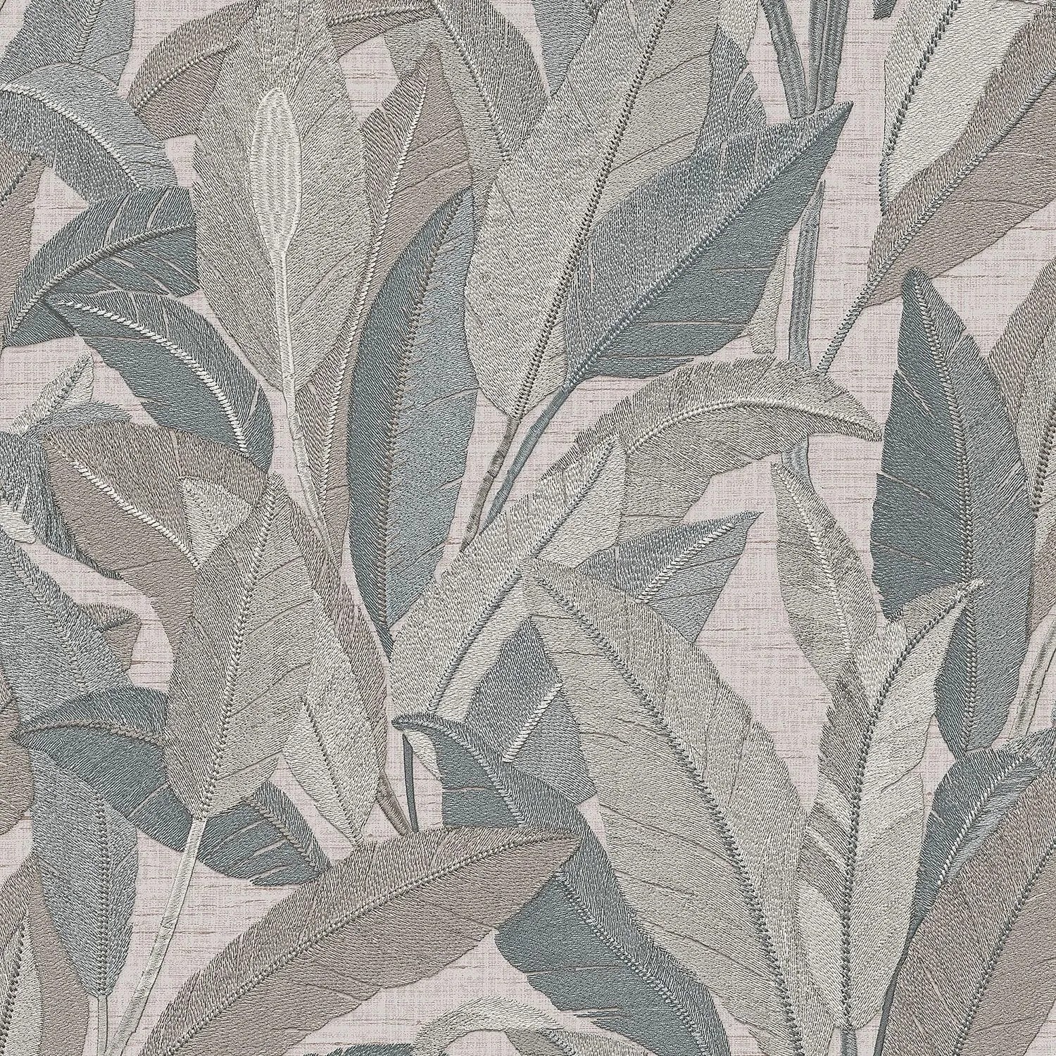 PROFHOME Re521054-Di Exklusive Luxus Tapete Floral Platin-Grau Blau-Grau 0,53 m x 10,05 m  5,33 m2
