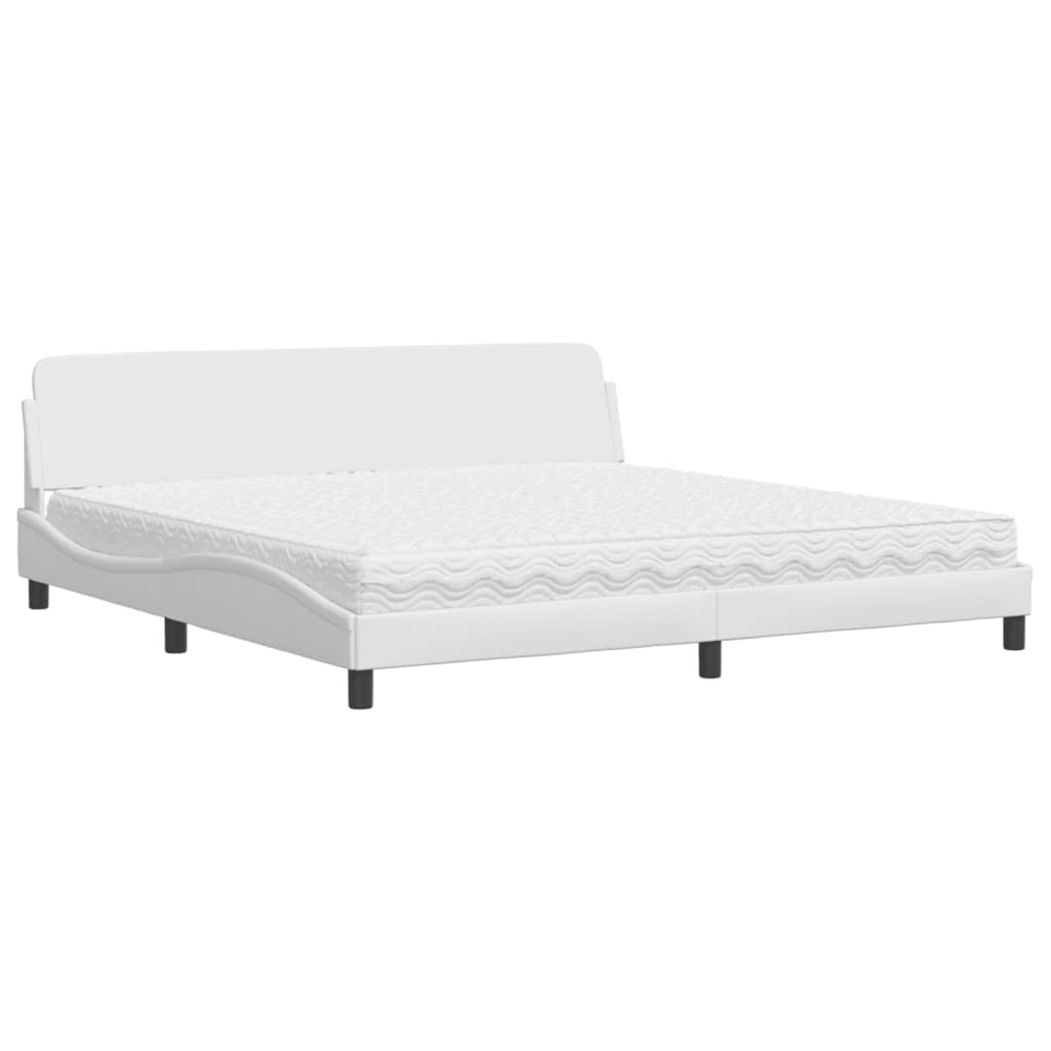 vidaXL Bett mit Matratze Dover Weiß 200x200 cm Kunstleder 3208478