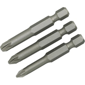 LUX Bit-Set Classic, 3-teilig für PZ-Schrauben aus Stahl, Größen PZ1, PZ2, PZ3.