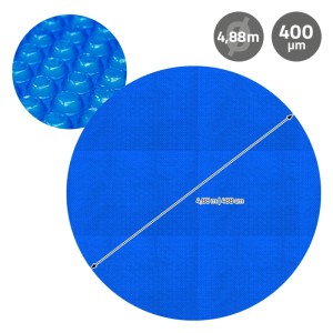 Blaue ECD Germany Pool Solarfolie, rund, Ø488 cm, 400µm, aus PE-Luftpolster.