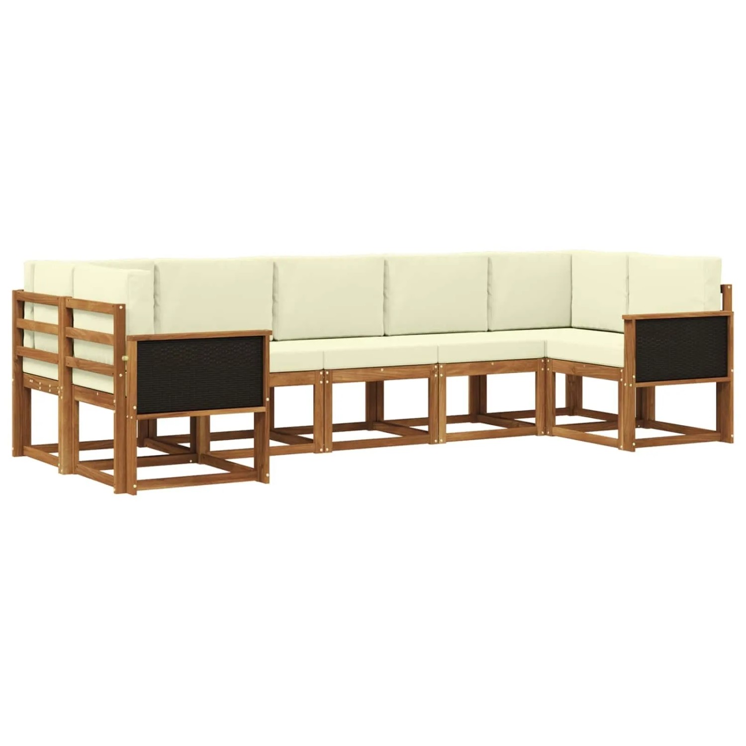 vidaXL Outdoor-Sofagarnitur 7 Stk Natur und Creme Massivholz Akazie 3385501