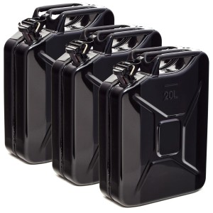 3 schwarze 20L Metall Kraftstoffkanister für Benzin/Diesel, TÜV-geprüft, ideal als Reservekanister.