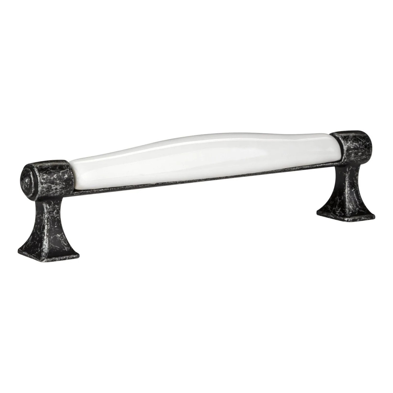 SOTECH Porzellangriff MARIE BA 128 mm Antik Silber Weiß