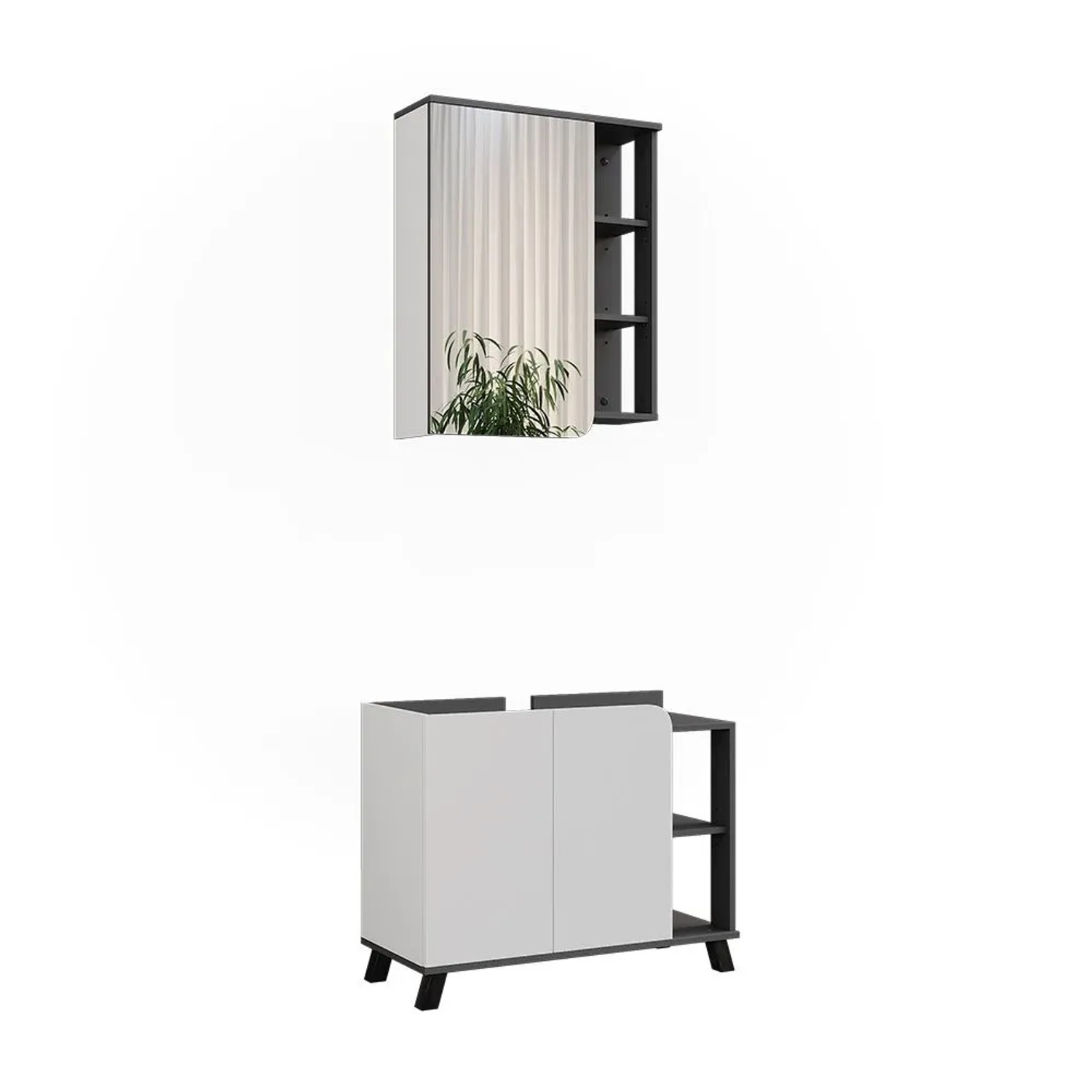 Vicco Badmöbel-Set Karen Anthrazit/Weiß 80 x 65 2-teilig