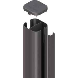 Anthrazit Steckpfosten System Zubehör für Zaunbau, Erdverbau, 240 cm mit Kappe und Endprofil.