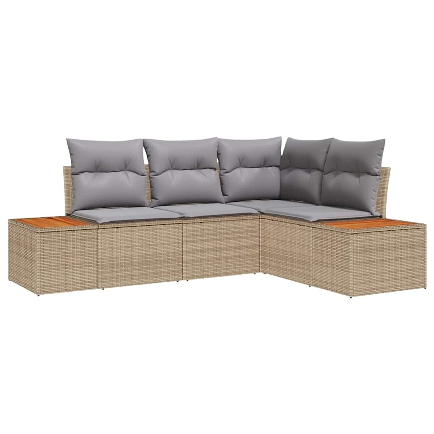 vidaXL Garten-Sofa-Set mit Kissen 4-Tlg Beige Poly Rattan 3348076 günstig online kaufen