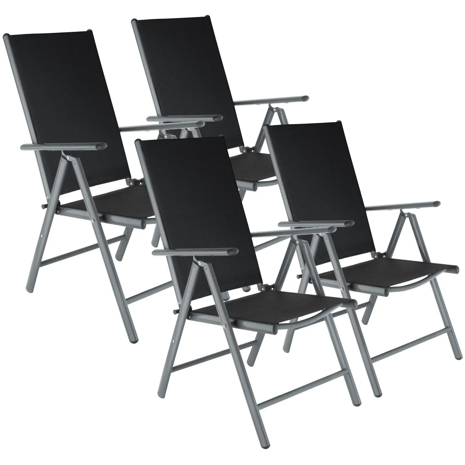 Thumbnail - Tectake Gartenstuhl Marilena Klappbar Textilenegewebe Mit Aluminiumgestell 4Er Setanthrazit Schwarz