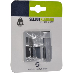 Siro Haken 2330, selbstklebend, Chrom glänzend. Metall Garderobenhaken für Bad und Küche.