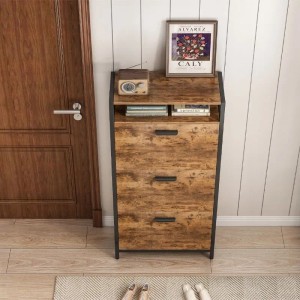 Rebiko Rustikaler Schuhschrank In Braun Für Den Flur Vintage 3 Einlegeböden