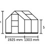 Skizze des Halls Gewächshaus Icon 6, Maße: 235,3 x 192,5 x 130,3 cm.