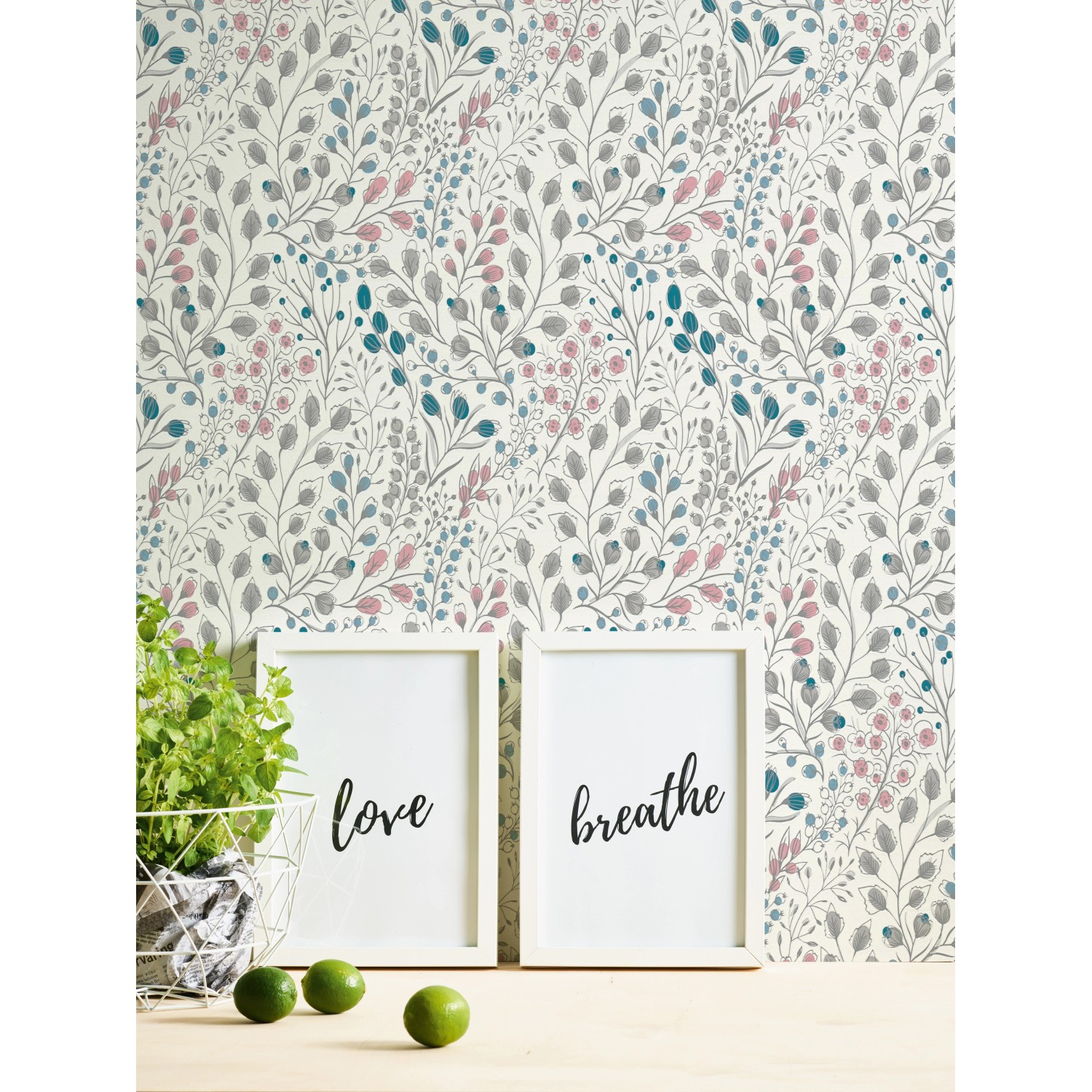 A.S. Création Vliestapete mit Blumenmuster in Weiß und Rosa für dekorative Wandgestaltung.