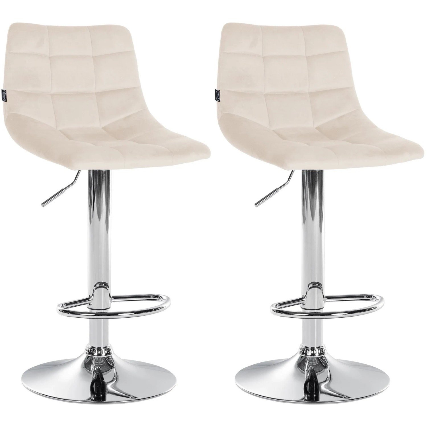 DELUKE Barhocker 2er Set DUBAI Creme Samt Chrom Barstuhl Mit Lehne Tresenhocker Tresenstuhl