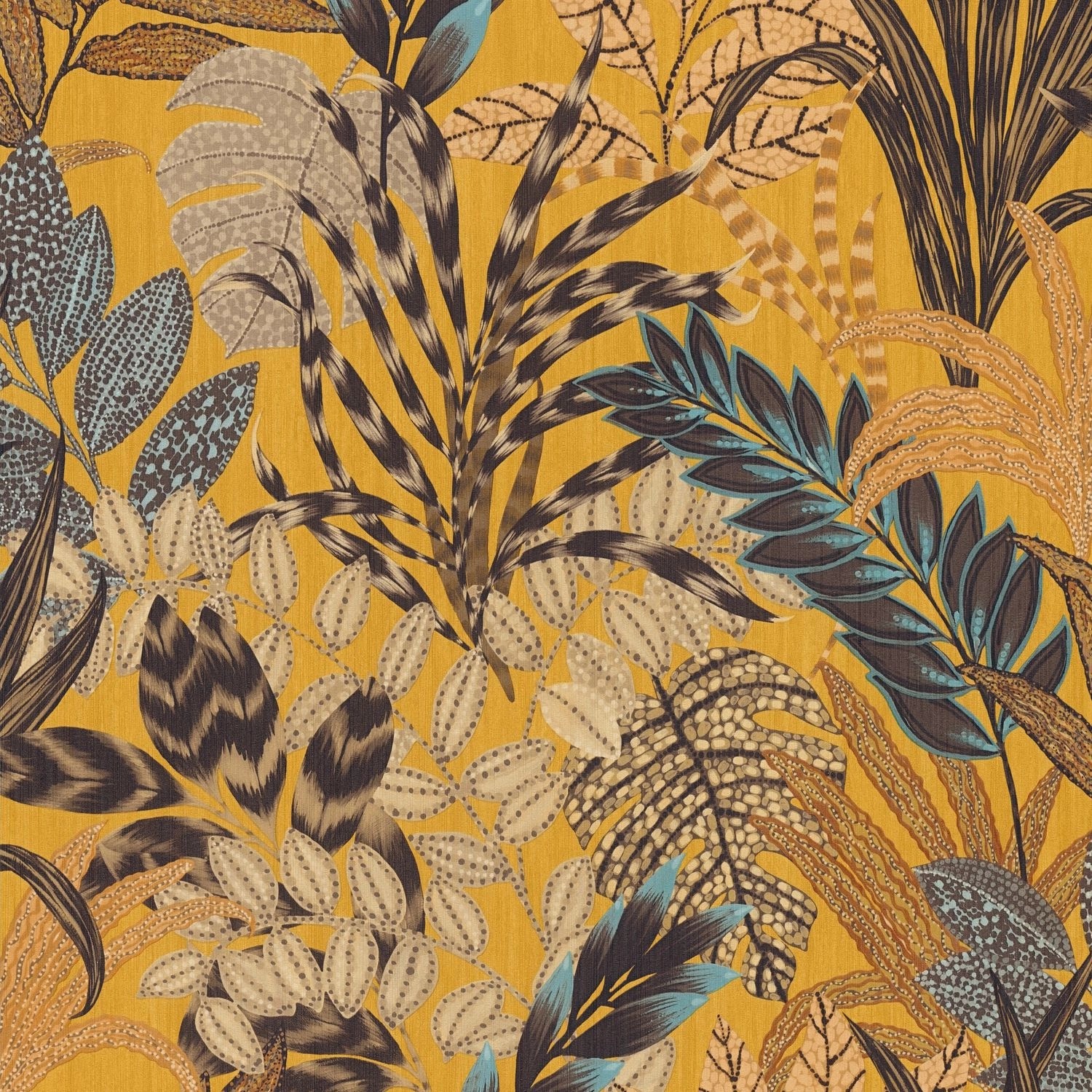 PROFHOME 378601-GU Blumen Tapete Floral Matt Gelb Braun Blau 0,53 m x 10,05 günstig online kaufen