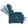 Blauer Massagesessel aus Samt mit elektrischer Liegefunktion für Relaxmomente.