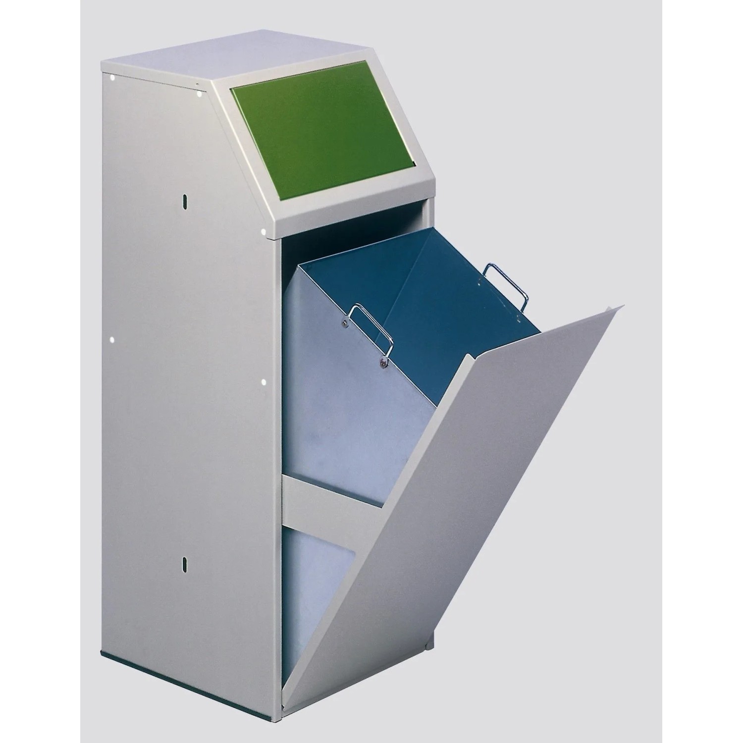 PROREGAL Robuster Wertstoffsammler Mit Einwurfklappe Für Glas Stationär 69 Liter HxBxT 103 x 45,5 x 45,5 cm Verzinkter Stahl Grün