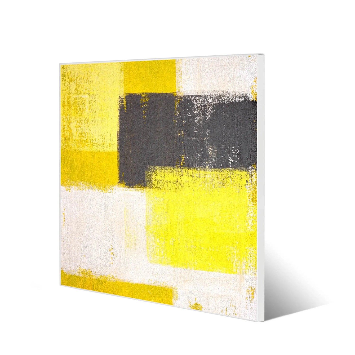 Banjado Magnettafel 50x50 cm mit abstraktem gelbem Motiv und 4 Magneten.