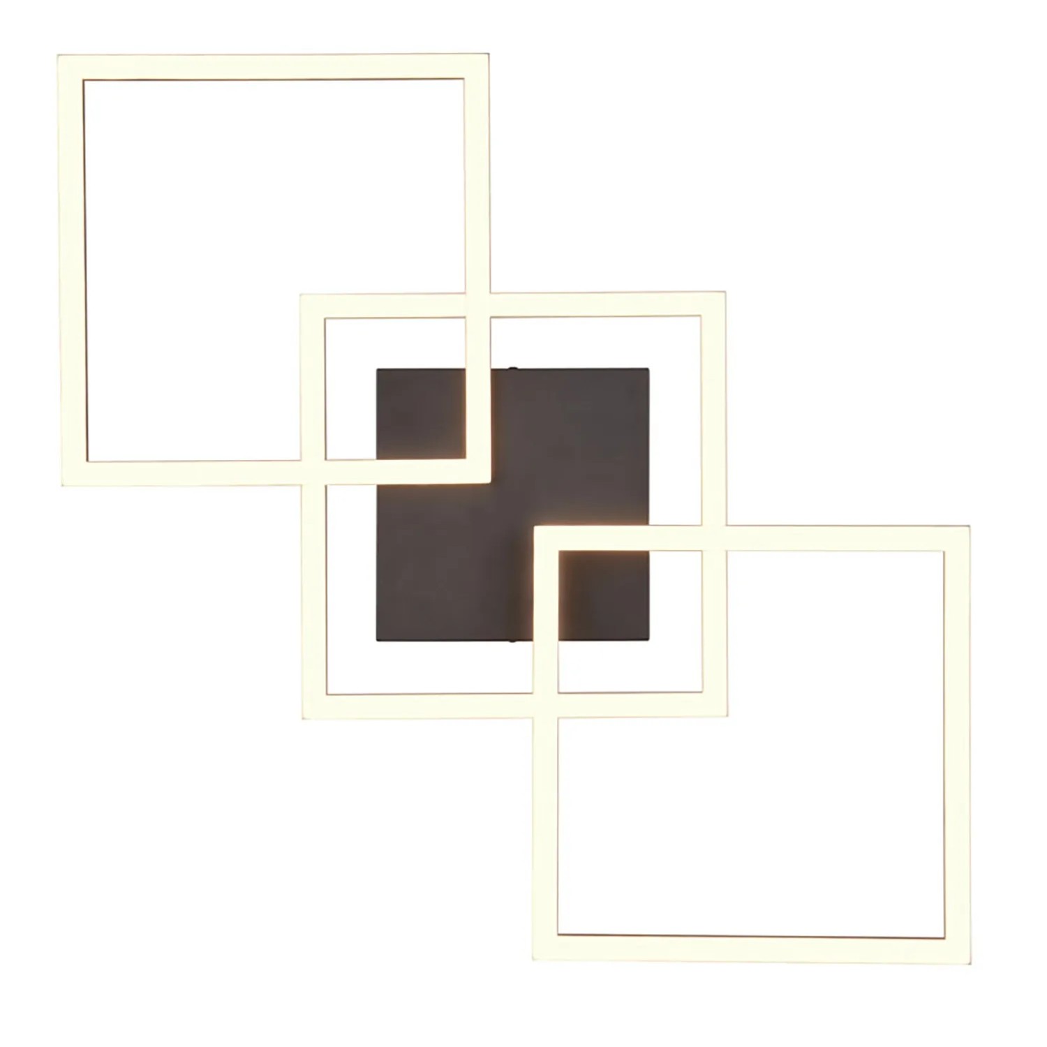 Moderne, schwarze LED-Deckenleuchte Trail mit schwenkbaren, quadratischen Elementen (52,6x52,6 cm).