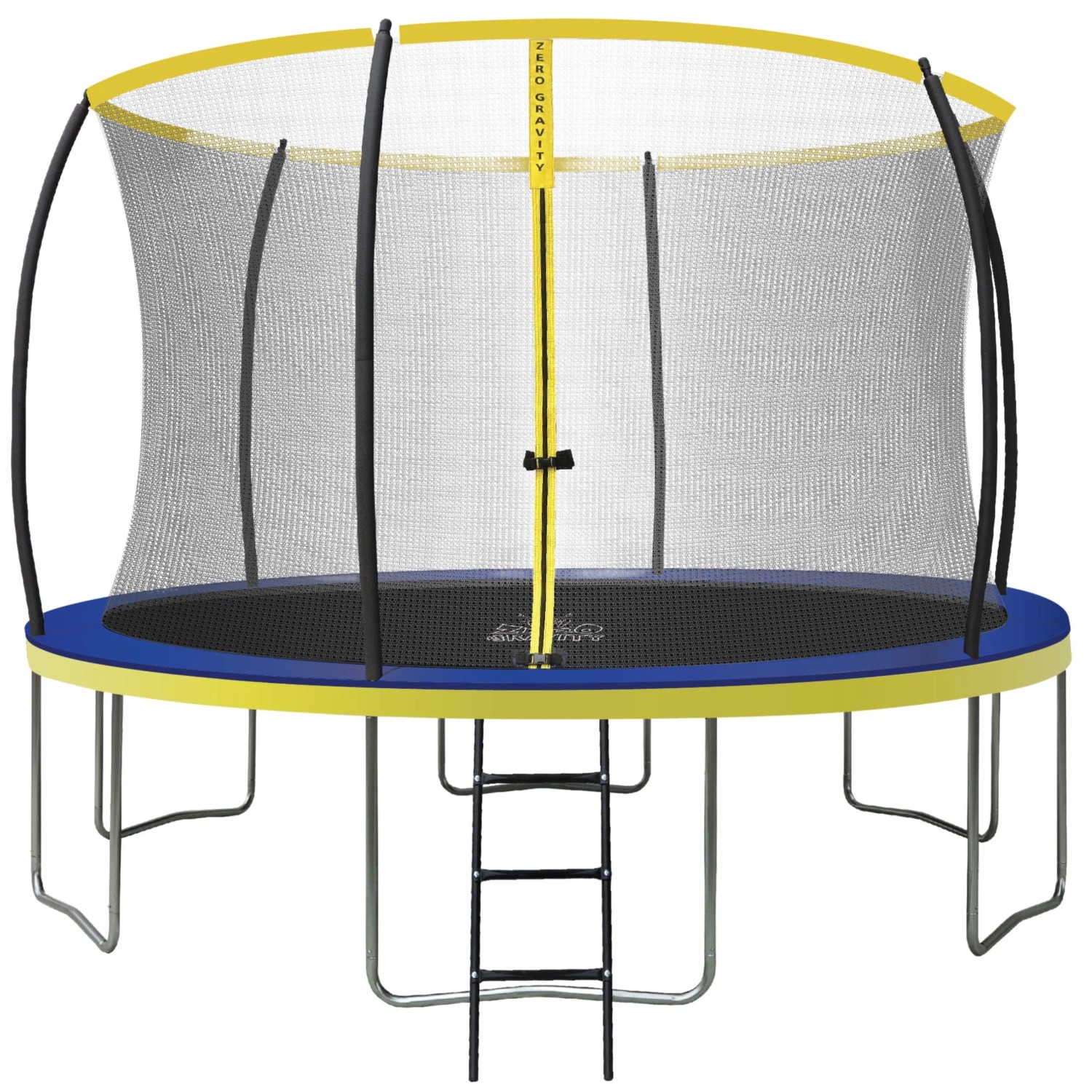Zero Gravity Outdoor Trampolin 366cm TÜV GS Smartes Klappnetz mit Leiter und Bodenanker
