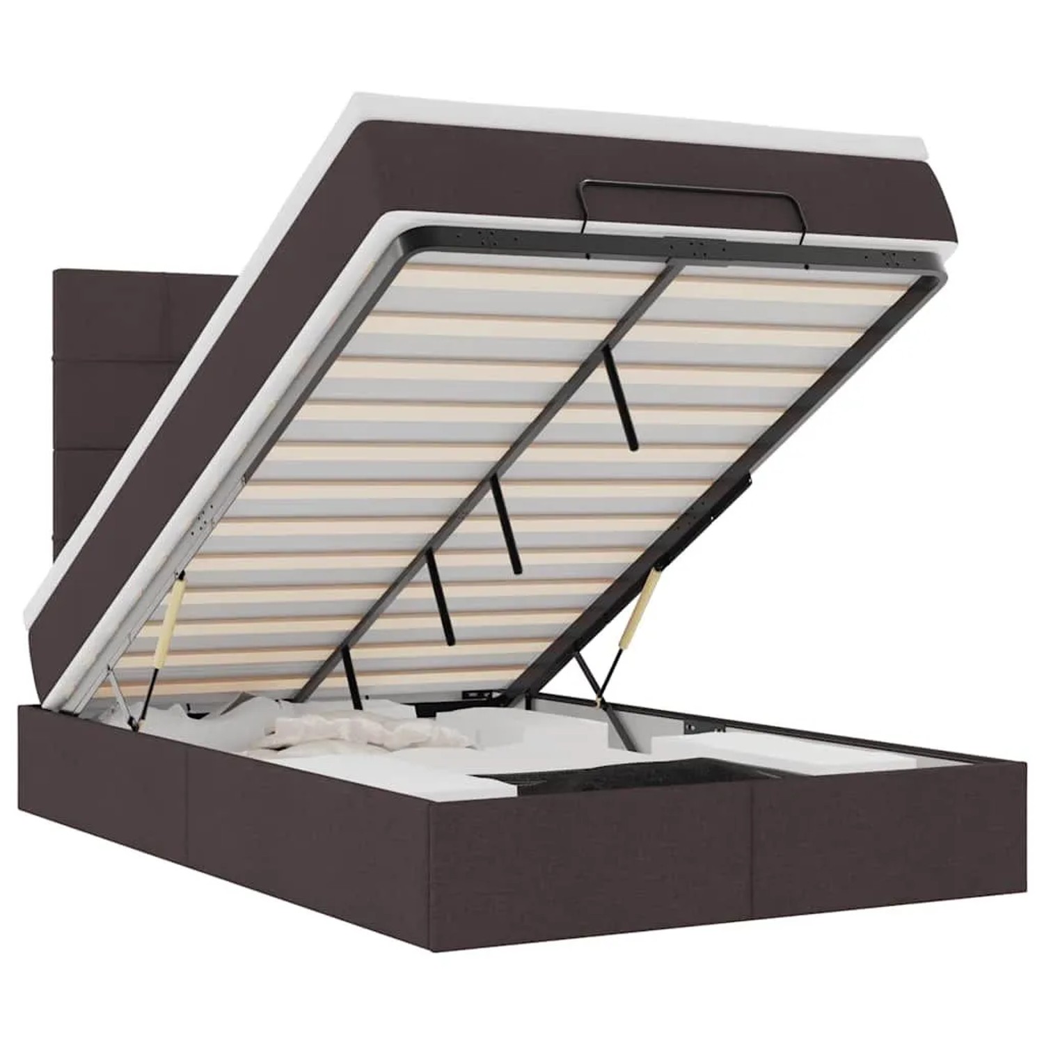 vidaXL Ottoman-Bett mit Matratze Dunkelbraun 120x190 cm Stoff 3313143