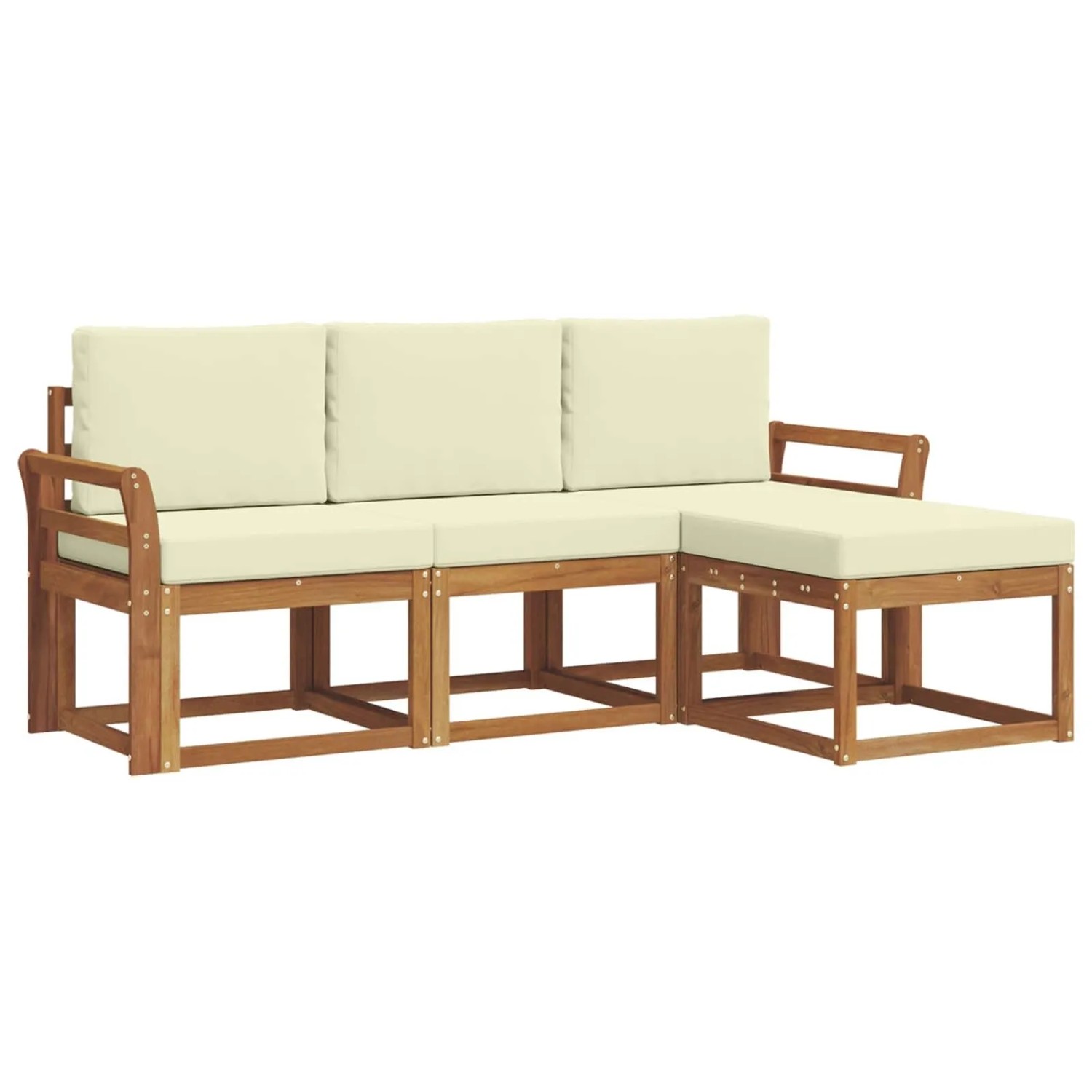 vidaXL Outdoor-Sofagarnitur mit Kissen 4 Stk Natur und Creme 3366218