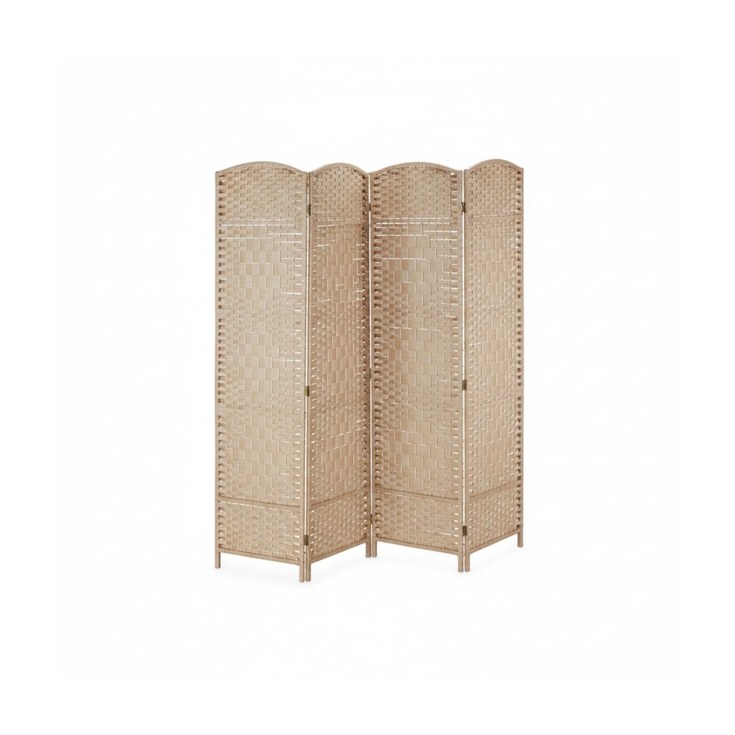Relaxdays Paravent Papierseil Kiefernholz Bambus Natur Faltbar 180 cm x 180 cm x 2 cm 4,7 kg