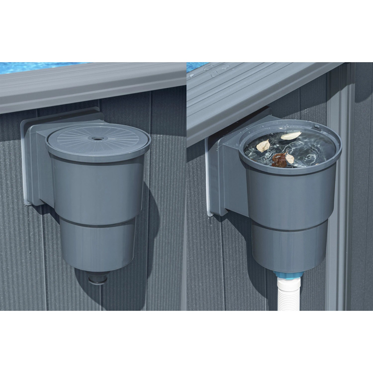 Skimmer für Bestway Hydrium Stahlwandpool in Holzoptik, zur Reinigung des Poolwassers.