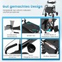 Costway Rollator mit Luftbereifung, 2-in-1 Rollstuhl, Details wie Sitz, Fußstützen und Halterungen.