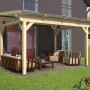Freistehende Skan Holz Terrassenüberdachung Sanremo aus Leimholz mit klarer Doppelstegplatte.