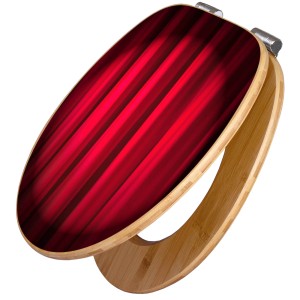 Banjado WC-Sitz aus Bambus mit rotem Vorhang Motiv und Absenkautomatik.