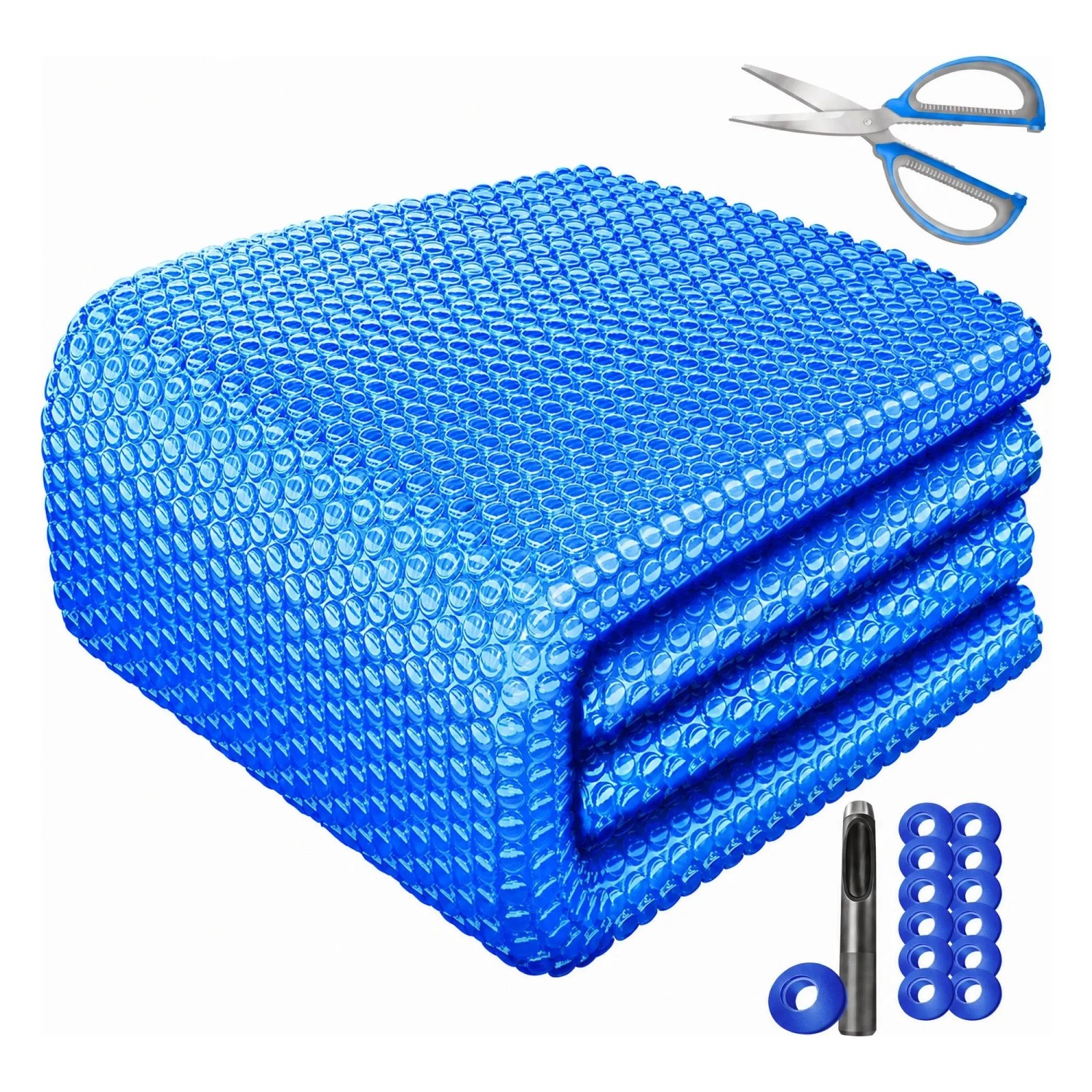 KESSER Pool-Solarfolie 400 Mikrometer Zuschneidbar mit 12 Ösen 700 x 400 cm Blau