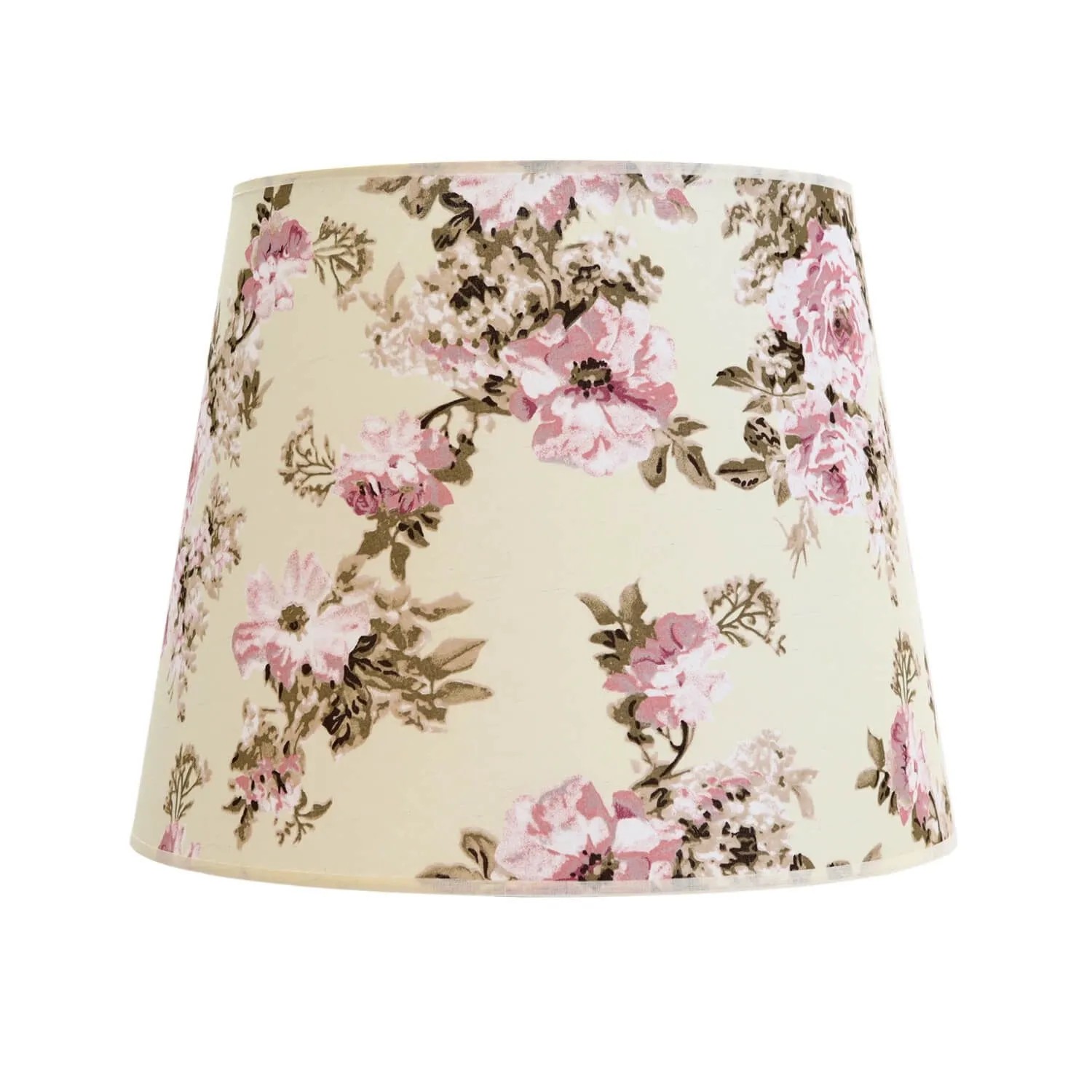 Licht-Erlebnisse Stoff Lampenschirm E27 Für Stehlampen Ø 38 cm Konisch In Ecru Rosa