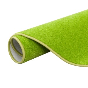 Gerollter, runder, grasgrüner Velours Teppich Joy (200cm) von Snapstyle Trend. Kurzflorteppich.