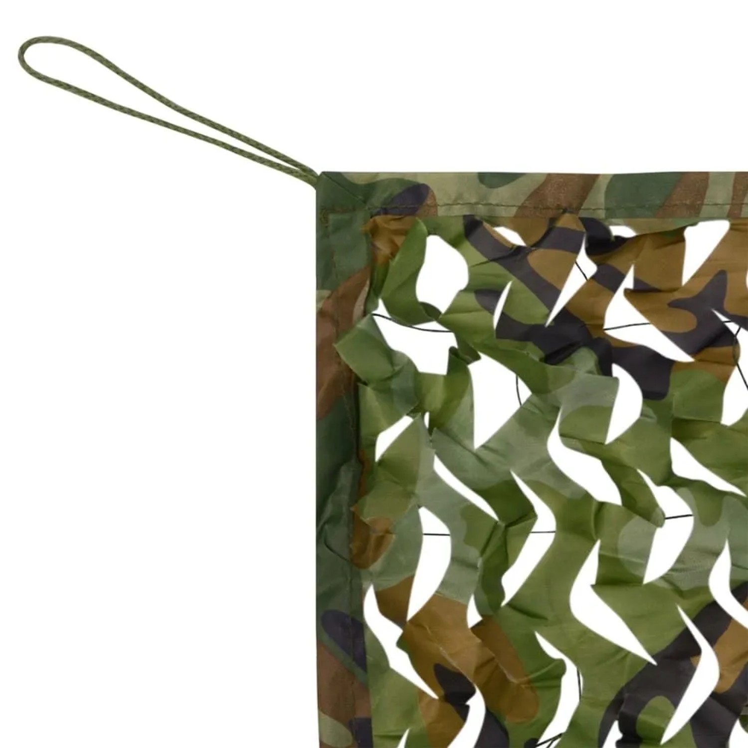 Grünes Tarnnetz aus Oxford-Gewebe mit Blättermuster und Befestigungsschlaufe. Ideal als Abdeckmaterial.