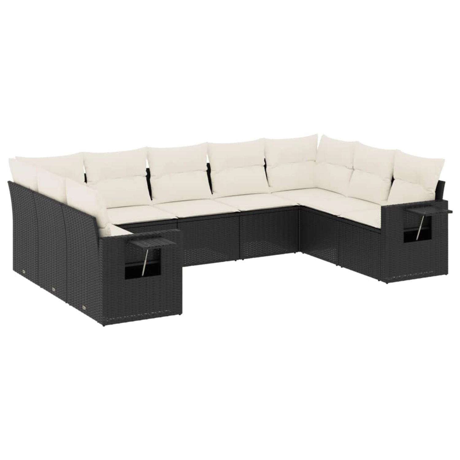 vidaXL 9-Tlg Garten-Sofagarnitur mit Kissen Schwarz Poly Rattan 3220595 günstig online kaufen
