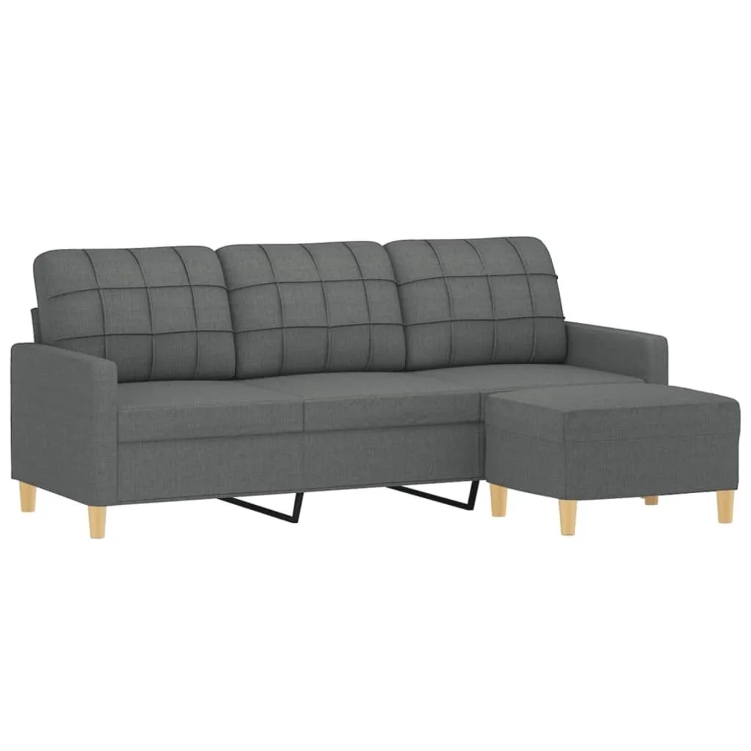 vidaXL 3-Sitzer-Sofa mit Hocker Dunkelgrau 180 cm Stoff 3201002 günstig online kaufen