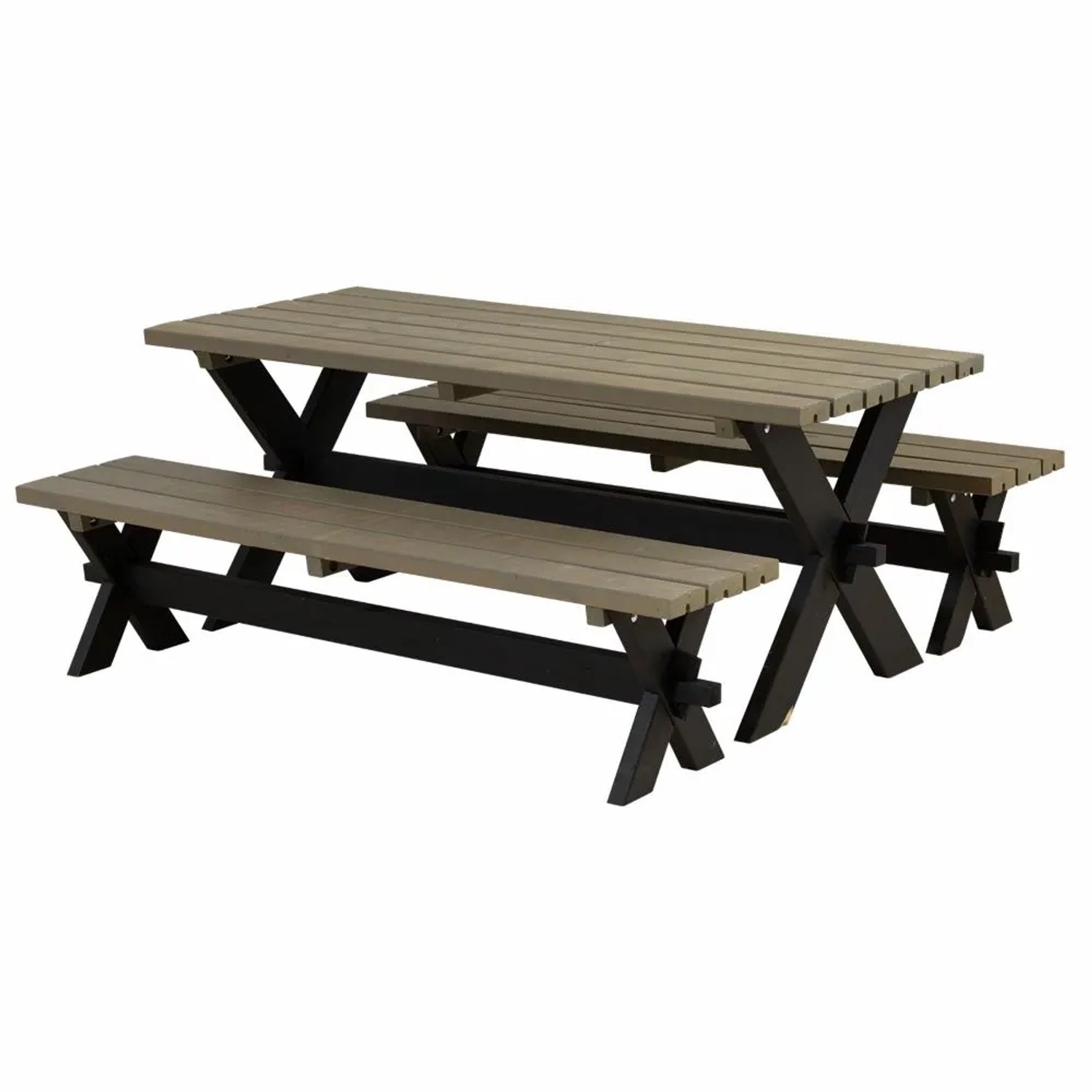 PLUS Nostalgi Gartensitzgruppe aus Holz 177 cm Schwarz Graubraun Druckimprägniert Gartenmöbel Set